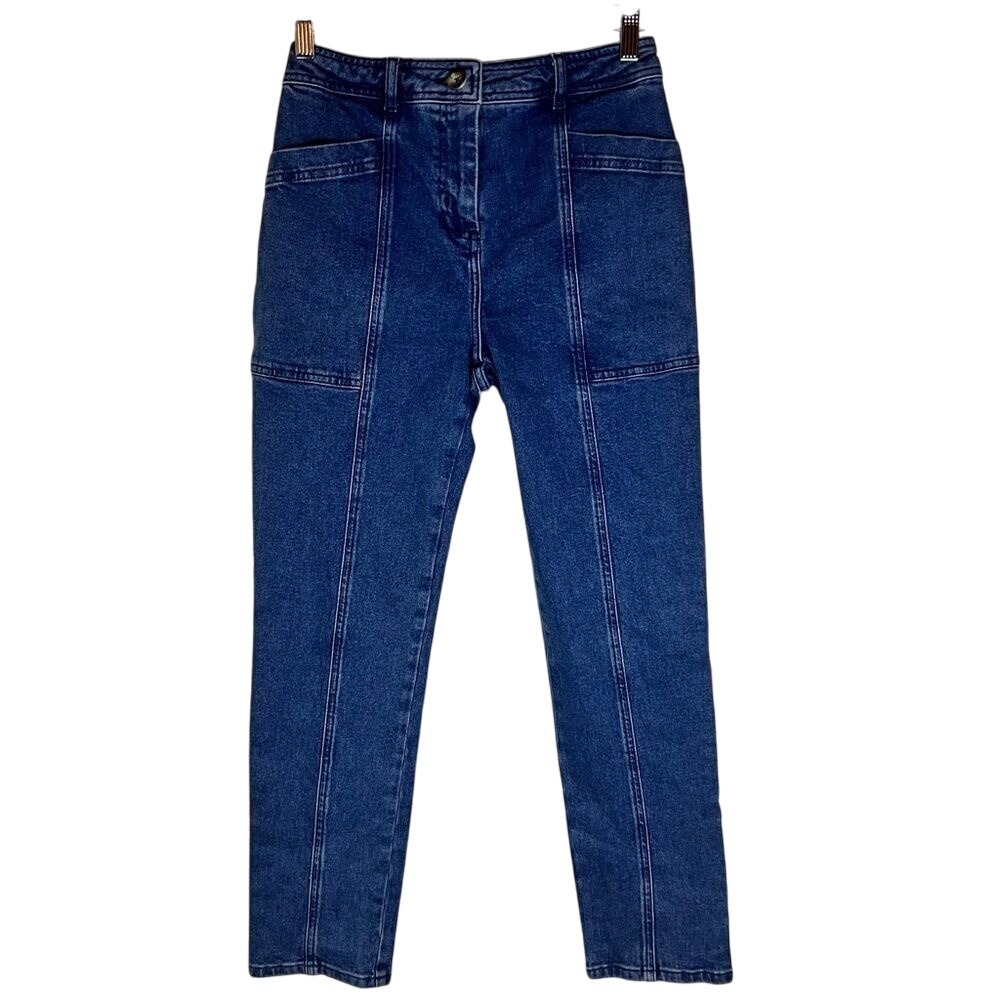 BODEN Abingdon Denim Jeans Dark Wash Seams Large Pockets High Waist Size 4 Y2k